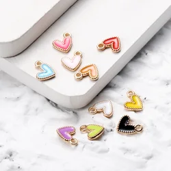 30Pcs/Lot 9*10mm Small Colorful Alloy Heart Charms Cute Love Pendant For DIY Bracelet Necklaces Jewelry Making Accessories