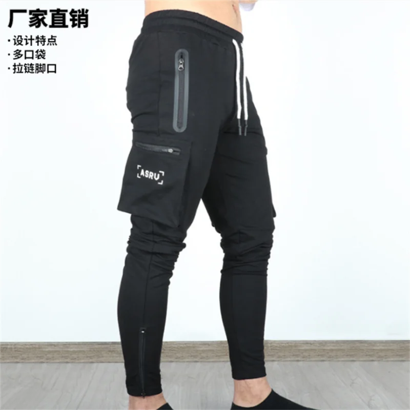 Leisure pants for men in foreign trade Spring and autumn Europe and the United States trend loose large size multi-pocket sweatp