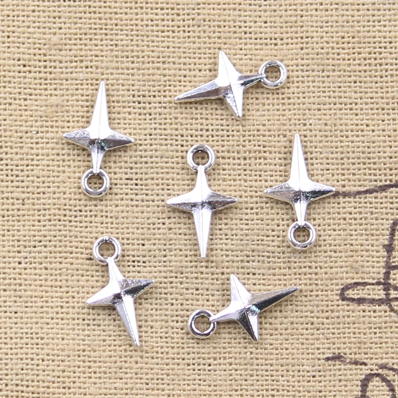 30pcs Charms Polestar North Star 15x9mm Antique Silver Color Pendants DIY Crafts Making Findings Handmade Tibetan Jewelry