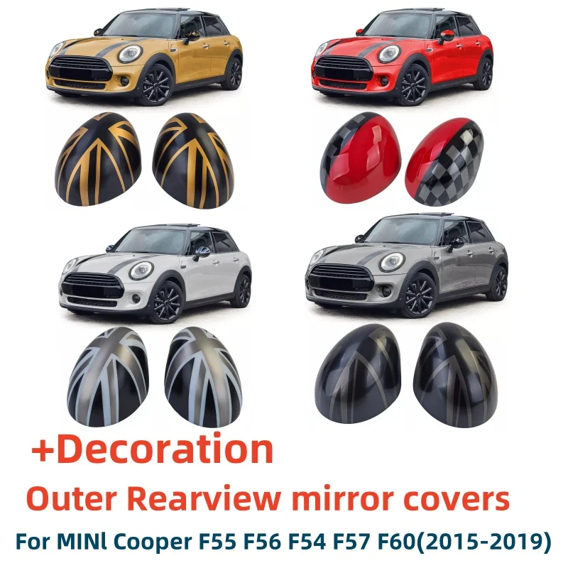

For Mini Cooper One S JCW F54 F55 F56 F57 F60 Before July 2019 The Black Flag Car Outside Rear View Mirror Covers Stickers