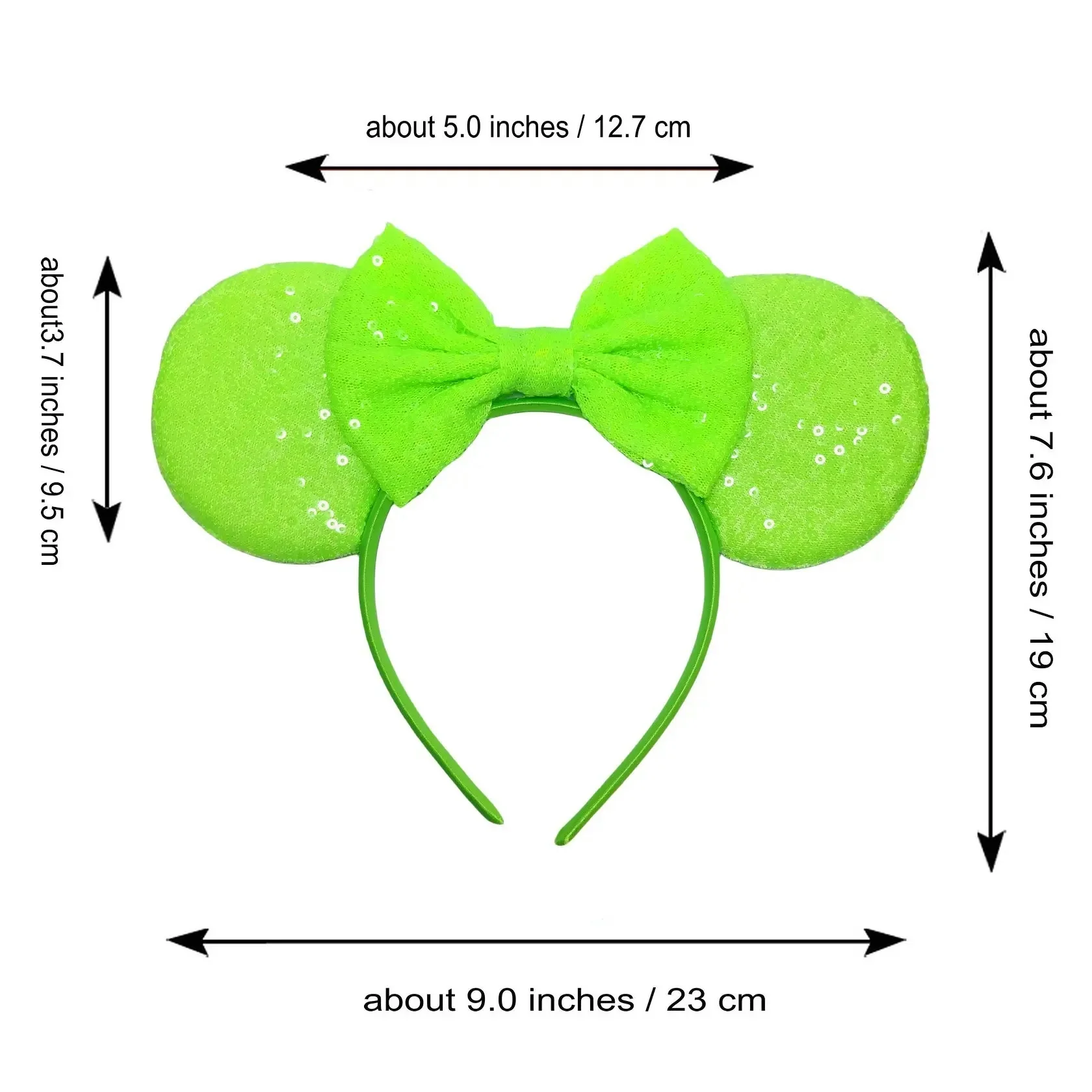 New Fluorescent Colors Mouse Ears Headband For Girls Shinny Sequin Bow Hairband Festival Party Cosplay DIY Hair Accessories