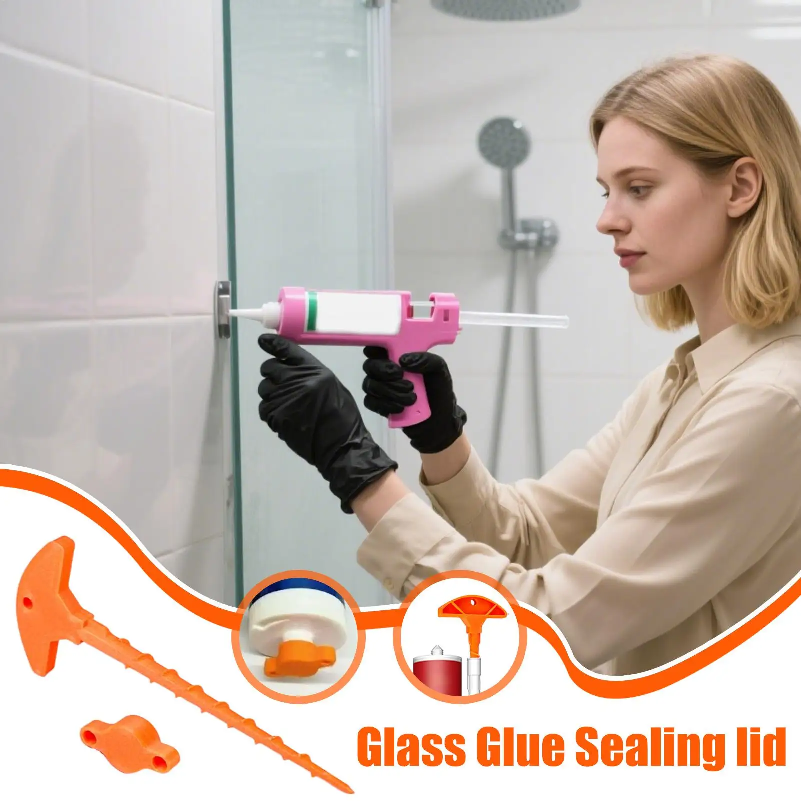 Sealant Nozzle Cleaner & Lid drain cleaner Sealant Applicator Unclogger Prevents Drying for Glass Caulk Tubes ﻿