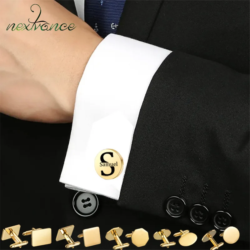 

Nextvance Custom Cufflinks For Men Stainless Steel Round Oval Square Rectangle Polygon Cuff Buttons Shirt Wedding Jewelry Gifts