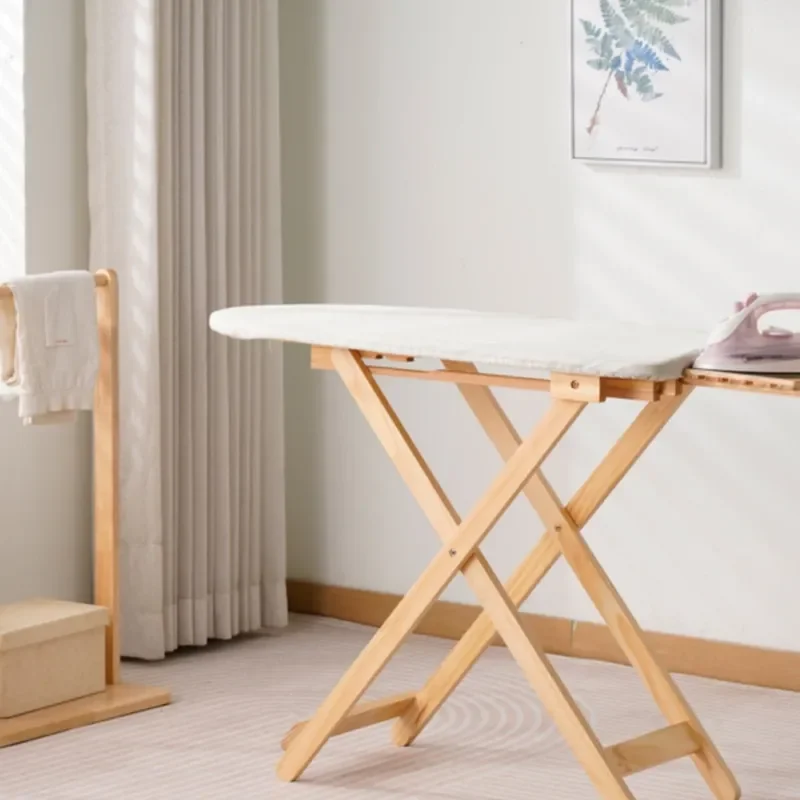 Solid Wood Ironing Board Large Folding Household Hotel Canvas Pure Cotton for Home Use