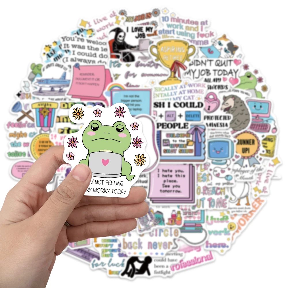 50PCS Adorable Snarky Meme Stickers Travel Guide Material Retro Decor Waterproof Stickers