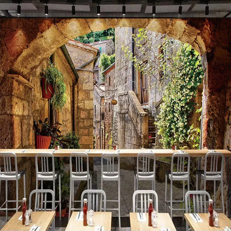 Nach 3D Wallpaper Wandbilder Europäischen Stadt Street View Foto Wand Papier Küche Wohnzimmer Restaurant Home Dekoration Malerei