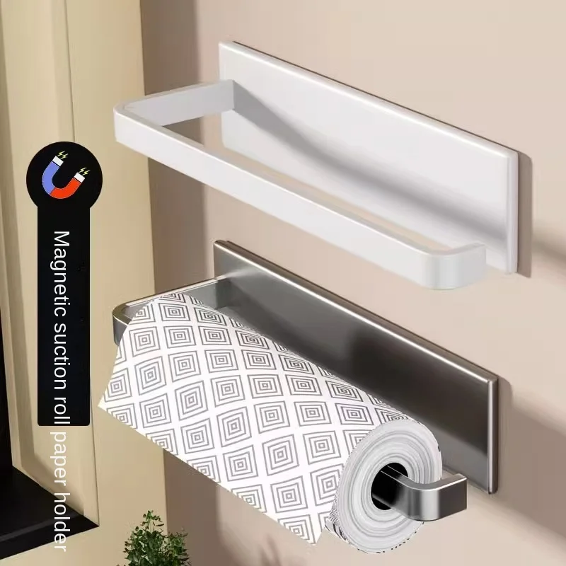 

Kitchen paper holder, wall-mounted refrigerator magnetic paper towel holder, side cabinet for storing items, non-drilling fresh
