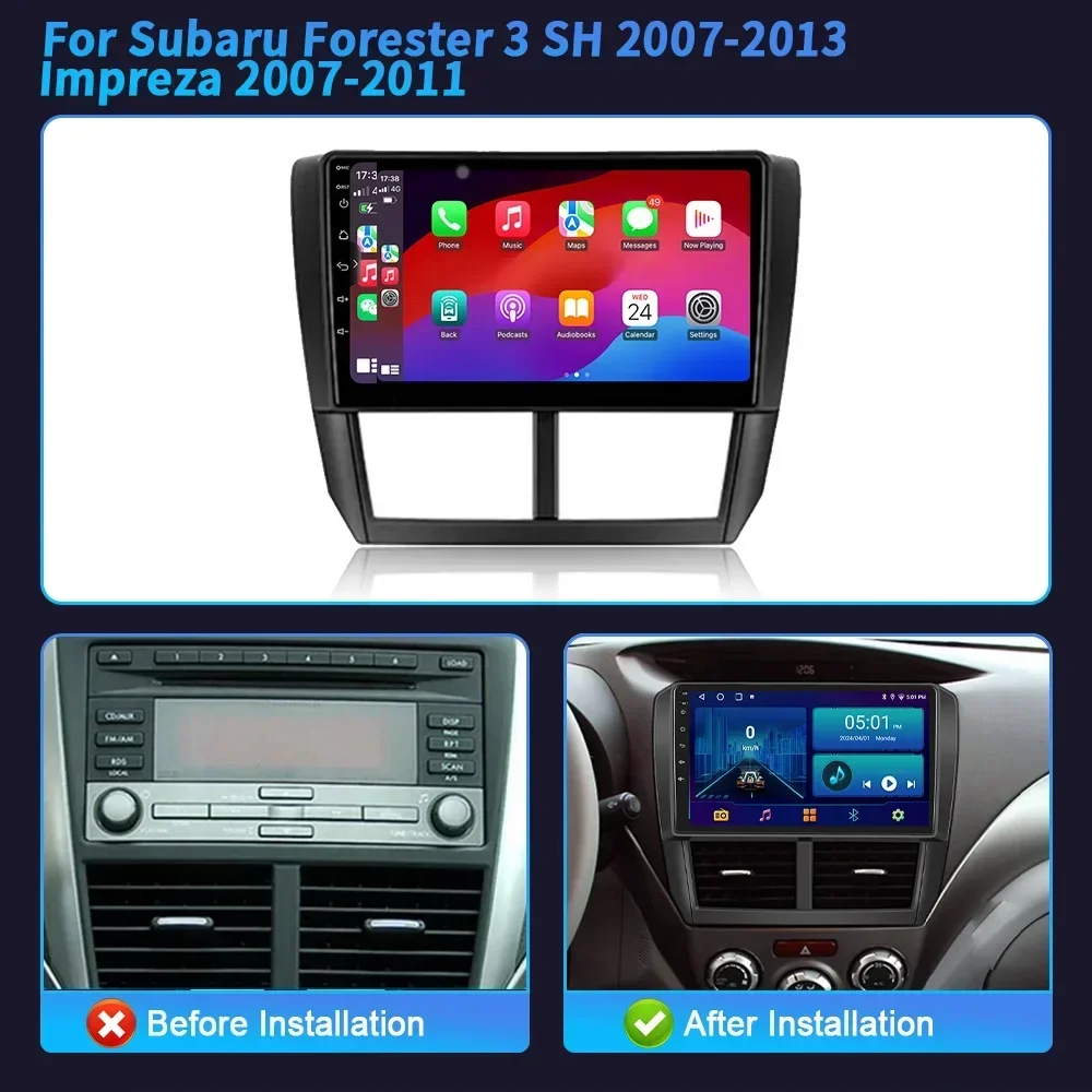 Sistema operacional android para subaru forester 3 sh 2007-2013 impreza 2007-2011 rádio do carro bluetooth sem fio carplay 4g gps tela de toque estéreo