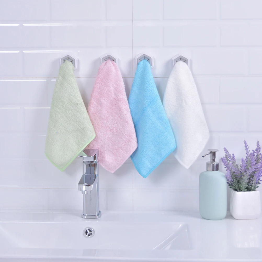 

6 pcs Storage Buckle Holder No Punching Abs Pvc Material Self-Adhesive Towel Hanger For Kitchen Bathroom Bedroom Living Room