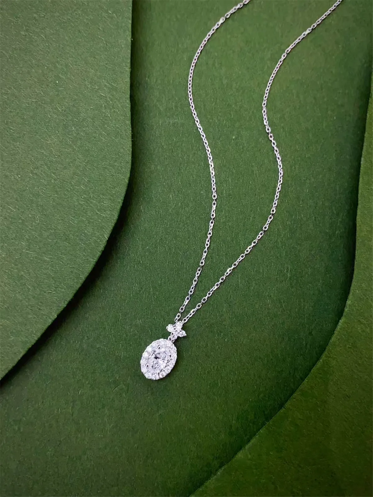 14K الذهب الصلبة الذهب الحقيقي مختبر نمت الماس البيضاوي 0.5CT قلادة غرامة مجوهرات الماس قلادة مخصصة بالجملة