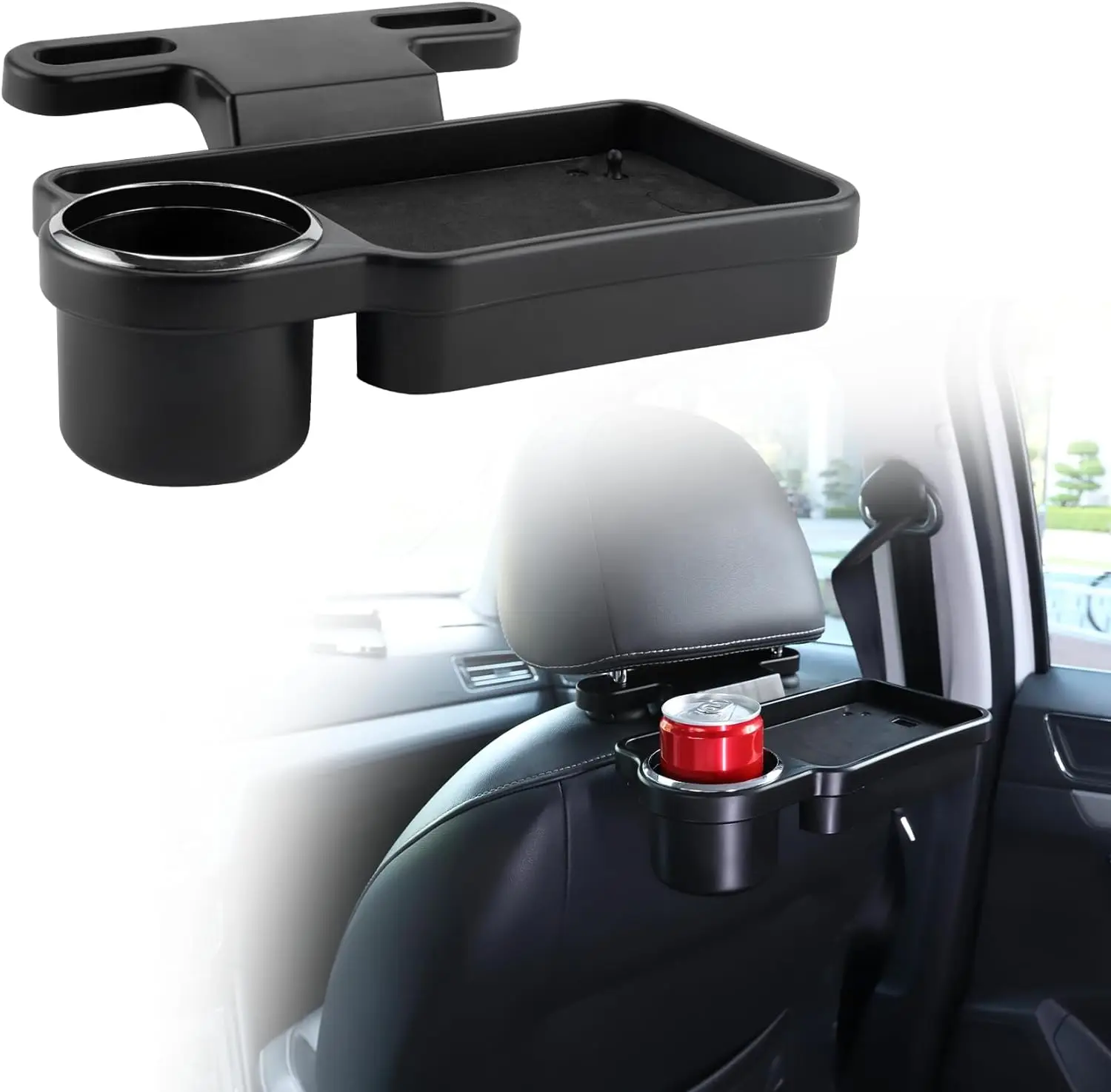 Cup Holder Tray For CarAutomotive Accessories for Most Vehicles, Multifunctional Backseat Car OrganizerFoldable DesingDetachable