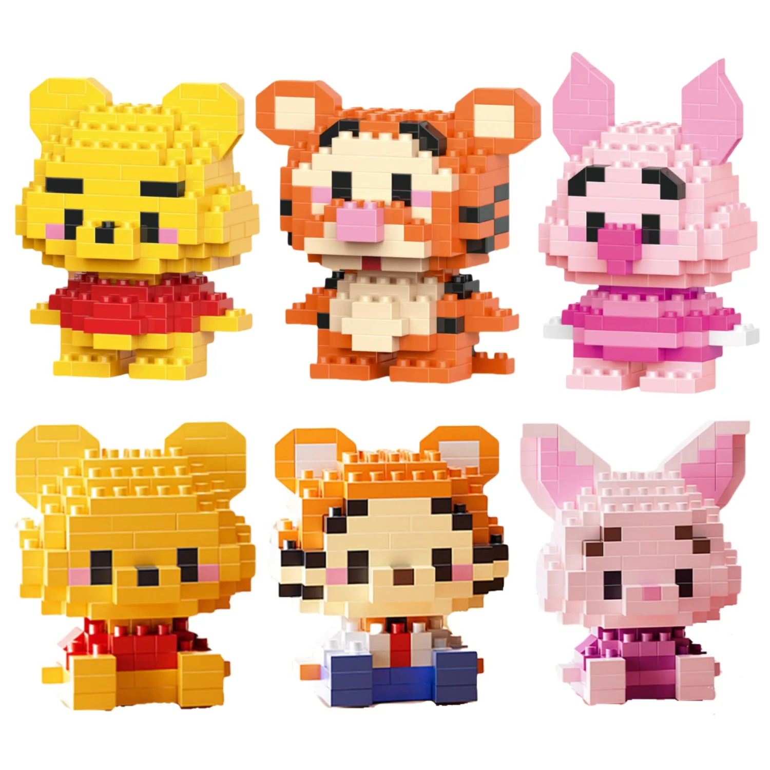 Blocos de construção Disney Winnie the Pooh, mini enfeites de mesa Kawaii, brinquedos para jovens, decoração de quarto, desenho animado de anime