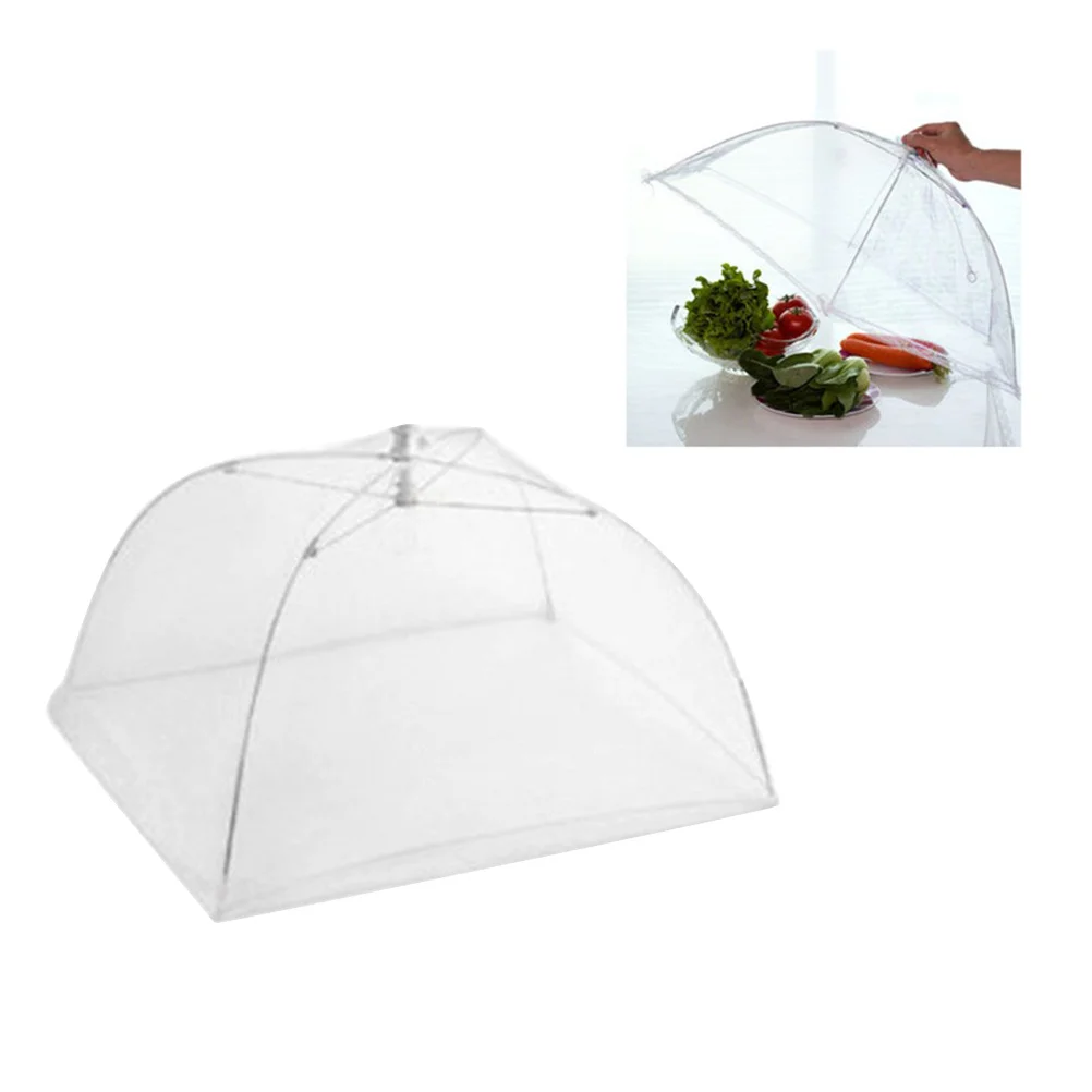 

2pcs 16 Inch Foldable Food Mesh White 42X42Cm Dustproof Insect Proof Kitchen Storage Cover For Home Use Food Protective Cover