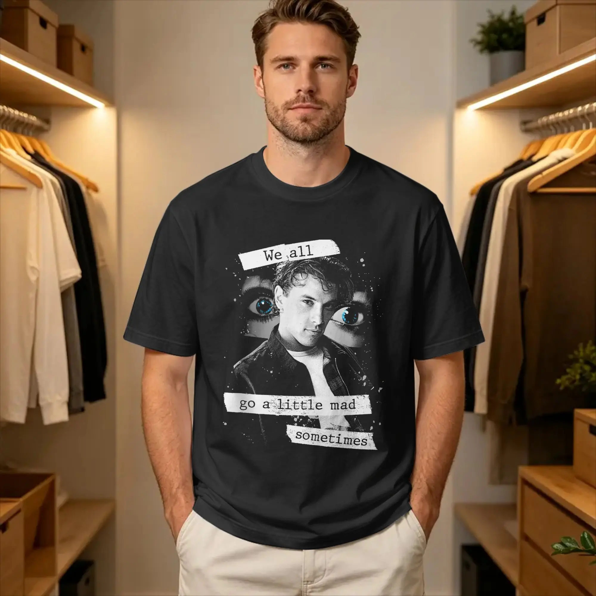 Billy Loomis We All Go A Little Mad Horror Movie Men's T Shirt  Funny Tee Shirt Short Sleeve Round Collar T-Shirts Cotton