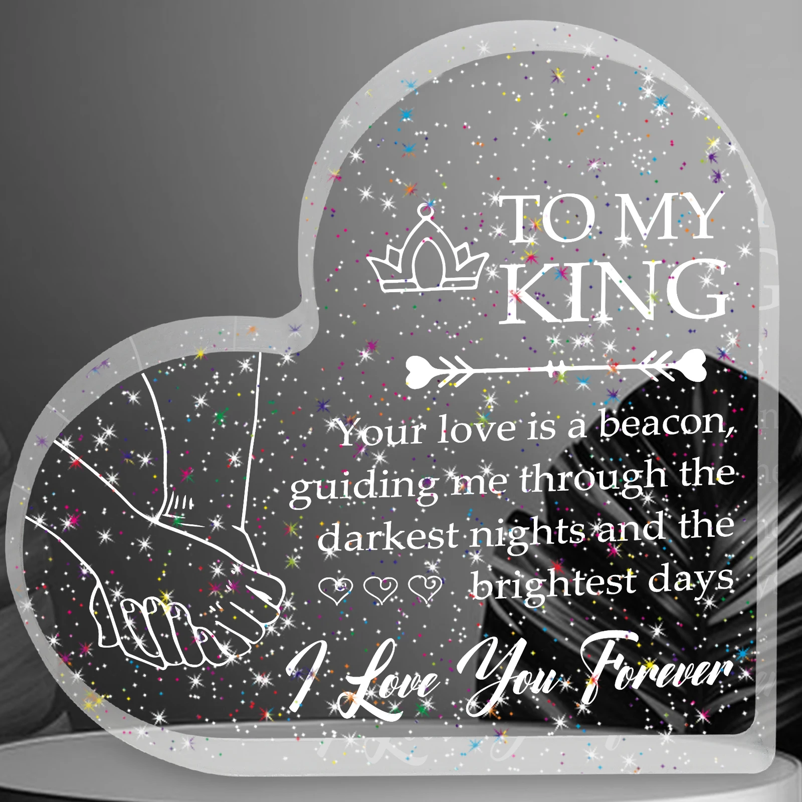 Heart-shaped Acrylic Ornament — Crown Theme Romantic Gift for Boyfriend/Husband | Anniversary & Valentine's Day Heart Plaque