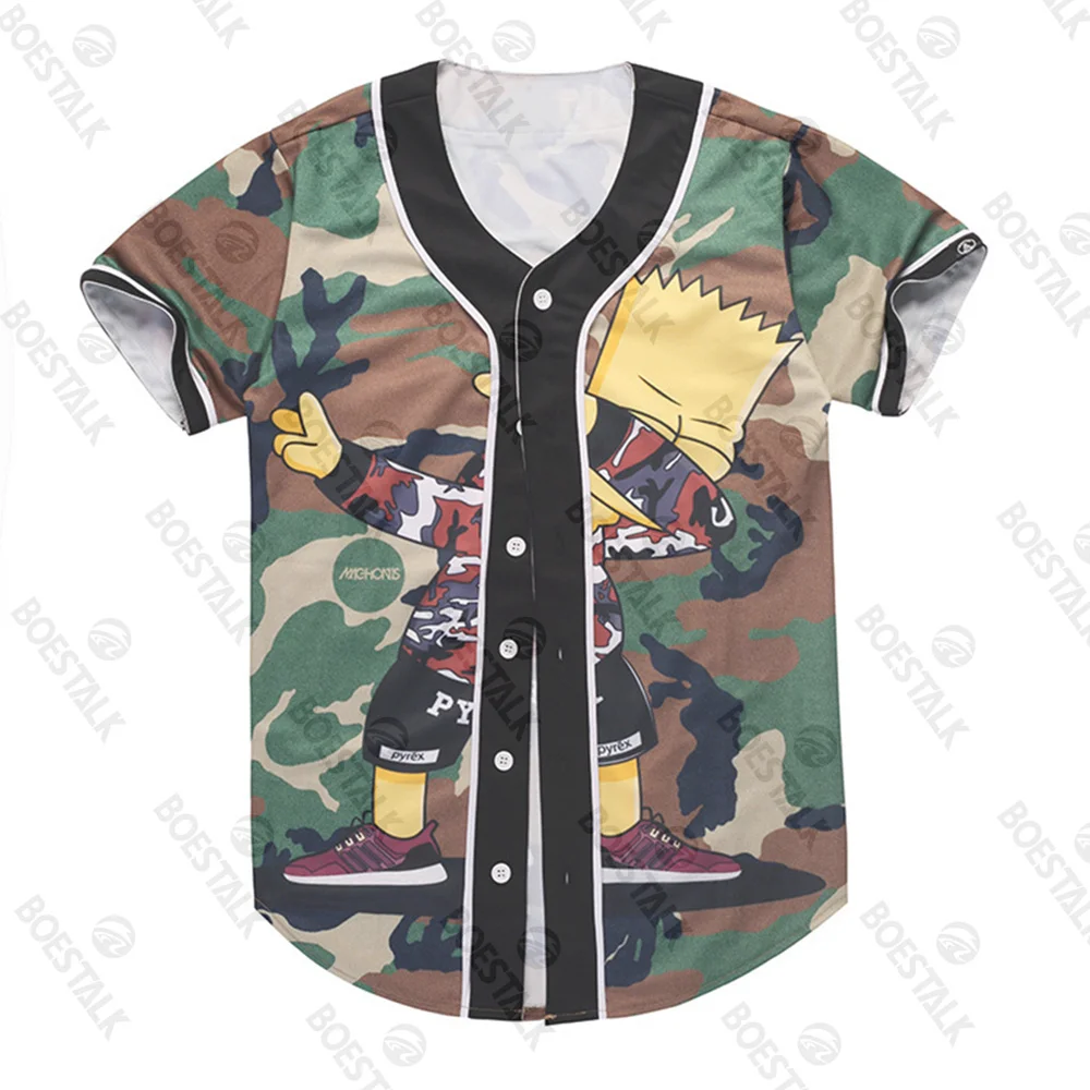 Short-sleeved baseball uniform fancy European and American men cardigan baseball uniform short-sleeved shirt 2024 new summer