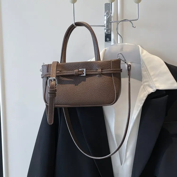 

Daily Commute Women Shoulder Bag Soft Leather Tote Shape Drawstring Large Capacity Crossbody Bag