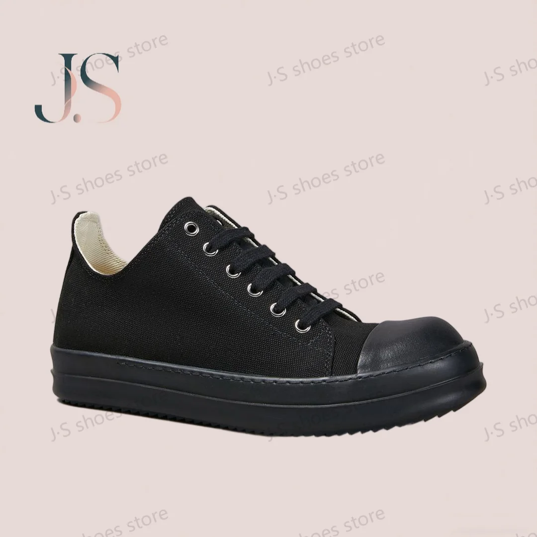 

R-o Design Men Shoe Women Sneakers Full Black Canvas Low Top Shoe Luxury Casual Sneaker Thick Sole Lace Up Luxury Flat Shoes