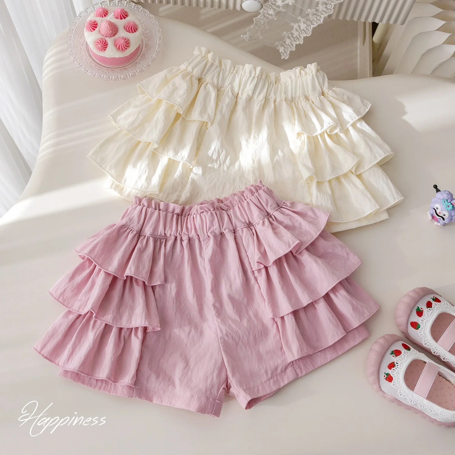 Girls Korean Version Cake Trousers Skirt Summer New Foreign Style Lace Casual Pants Girls Summer Fashionable Sweet Hot Pants