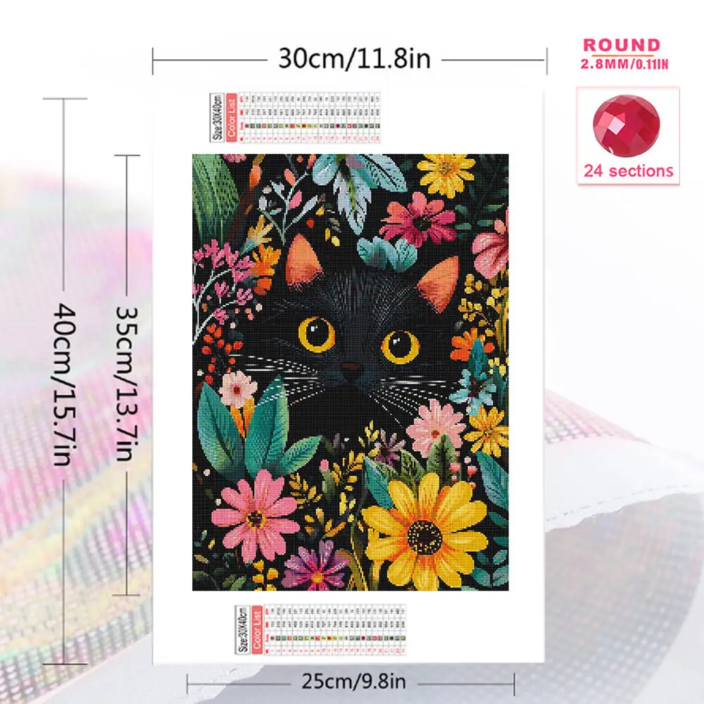 Momoart New Arrival Diamond Painting Black Cat Animal Cross Stitch Kits Diamond Mosaic Daisy Flower DIY Needlework Home Decor