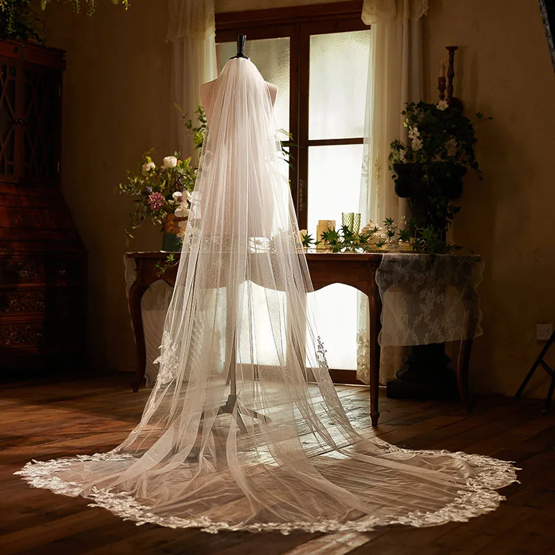 Luxury 3 Meters Long Wedding Veil for Bride One Layer Soft Tulle Marriage Wedding Accessories