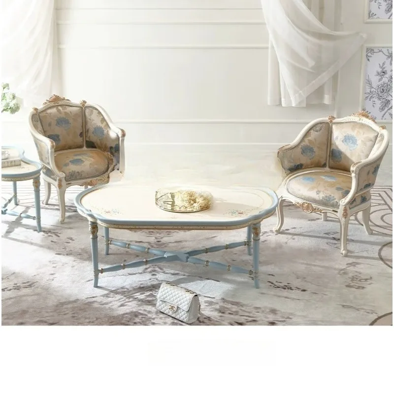 Court French sofa chair luxury European villa living room Chinese style fabric leisure chair single chair EF9