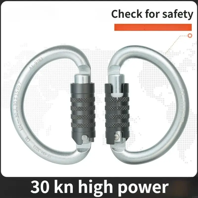Leichter, tragender Aluminiumkarabiner, sicherer, automatisch verriegelnder Karabiner für Wandern, Camping und Industriearbeiten – Detail 8