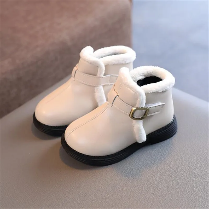 Lock Beige Children Snow Boots Black  Fashion Children Casual Shoes Waterproof Party Toddler Ankle Boot