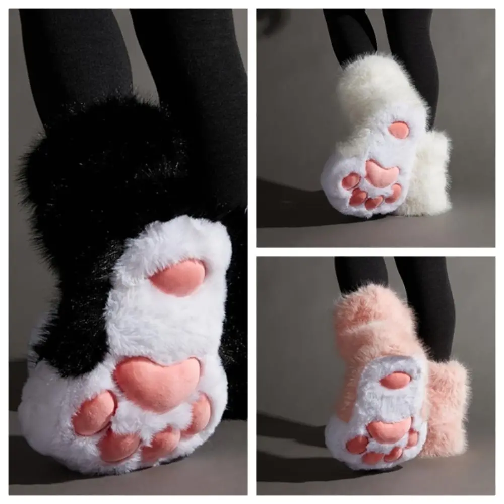 

Winter Home Shoes Cartoon Winter Cat Paw Slippers Furry Large Plush Cat Paw Boots Thicken Warm Cosplay Boots Cosplay