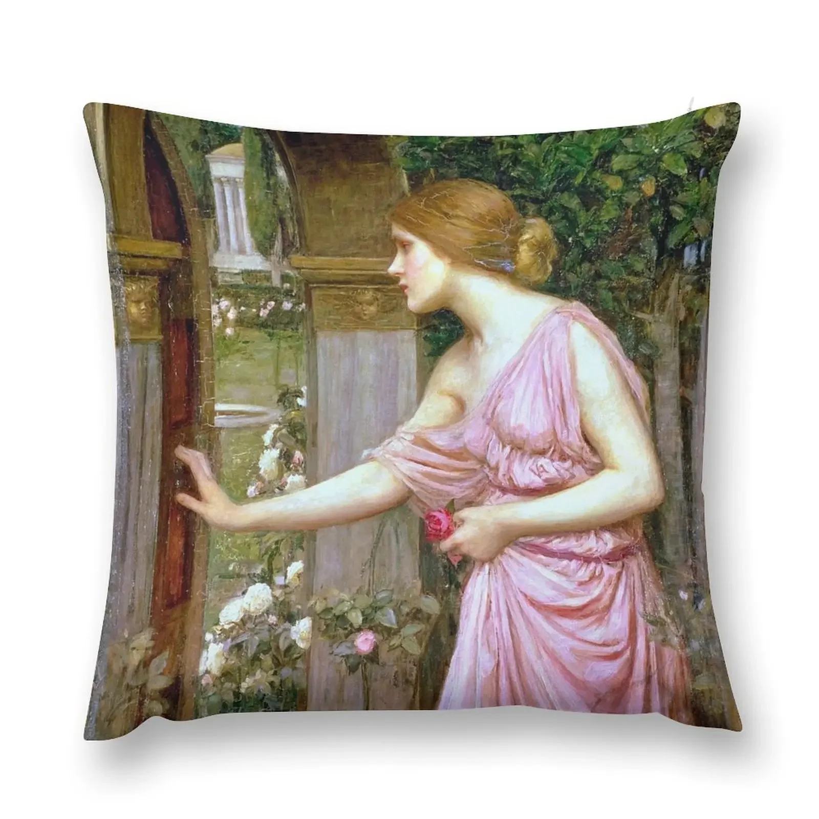 Psyche Entering Cupid's Garden - John William Waterhouse Throw Pillow Bed pillowcases Plaid Sofa Decorative Sofa Cushions pillow