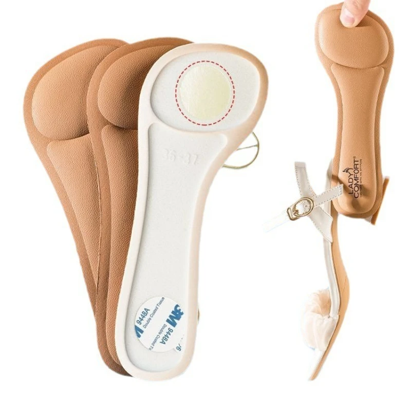 Self Adhesive Memory Foam Seven Point Insoles Anti Slip Sweat Absorb Comfort Foot Cushions for Women High Heels