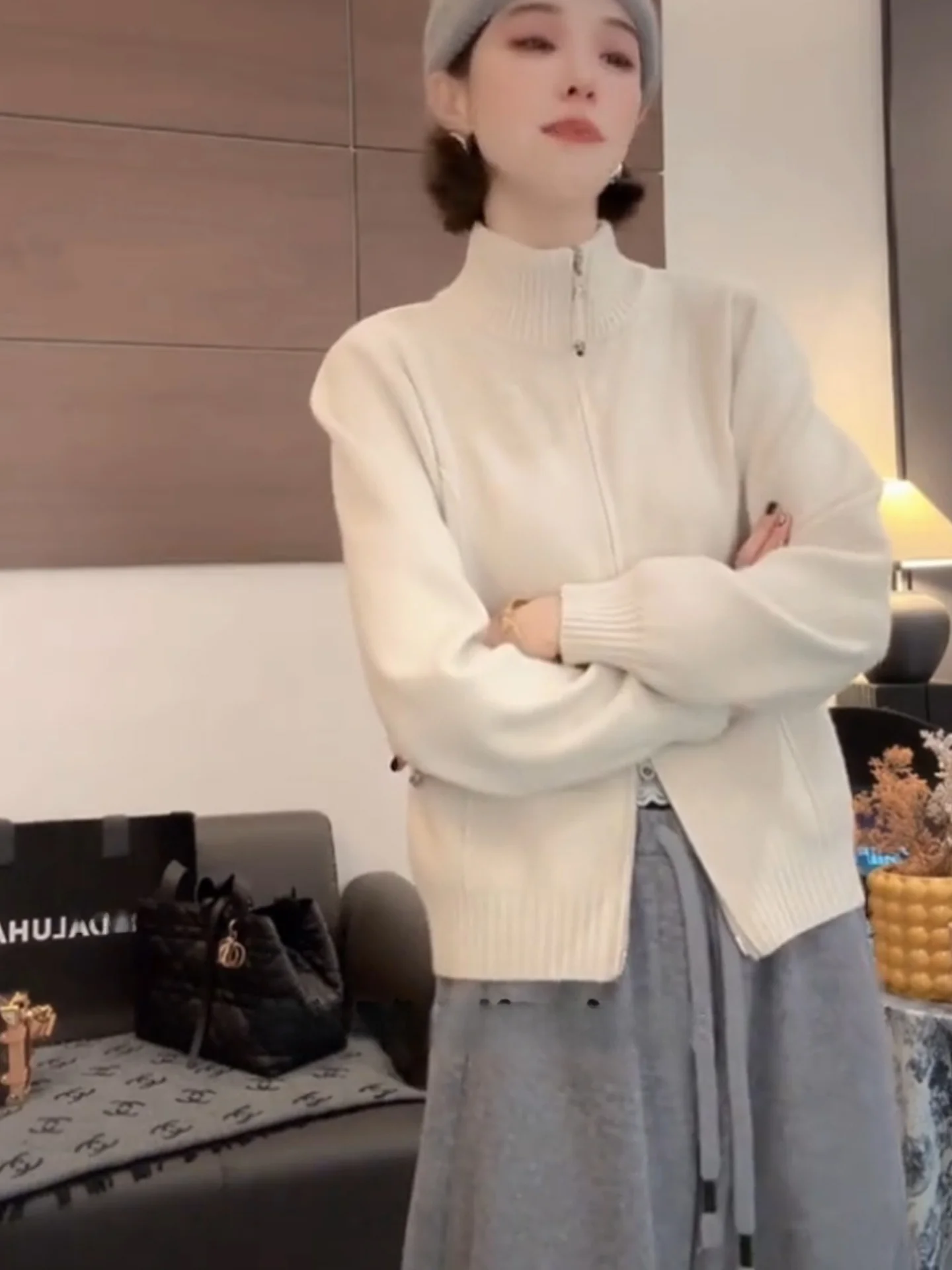 

Удобный длинный свитер Sve Camere с двойной молнией, универсальный дизайн для поездок на работу, зимняя мода, женский трикотаж премиум-класса