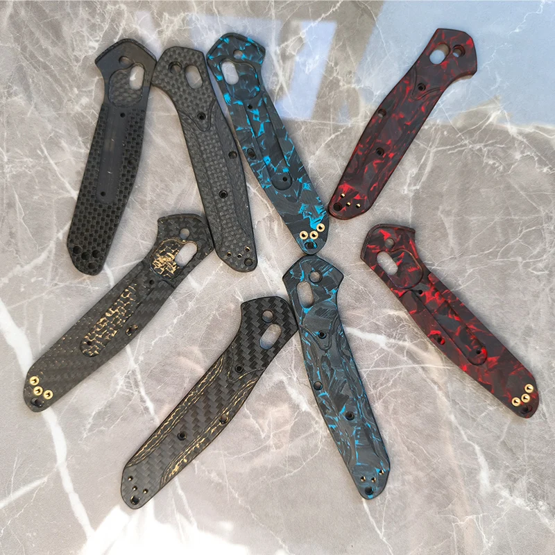4 Types Custuom Carbon Fibre Made Golden Thead Blue Red Black Knife Grip Handle Scales for Benchmade 940 Osborne Knives