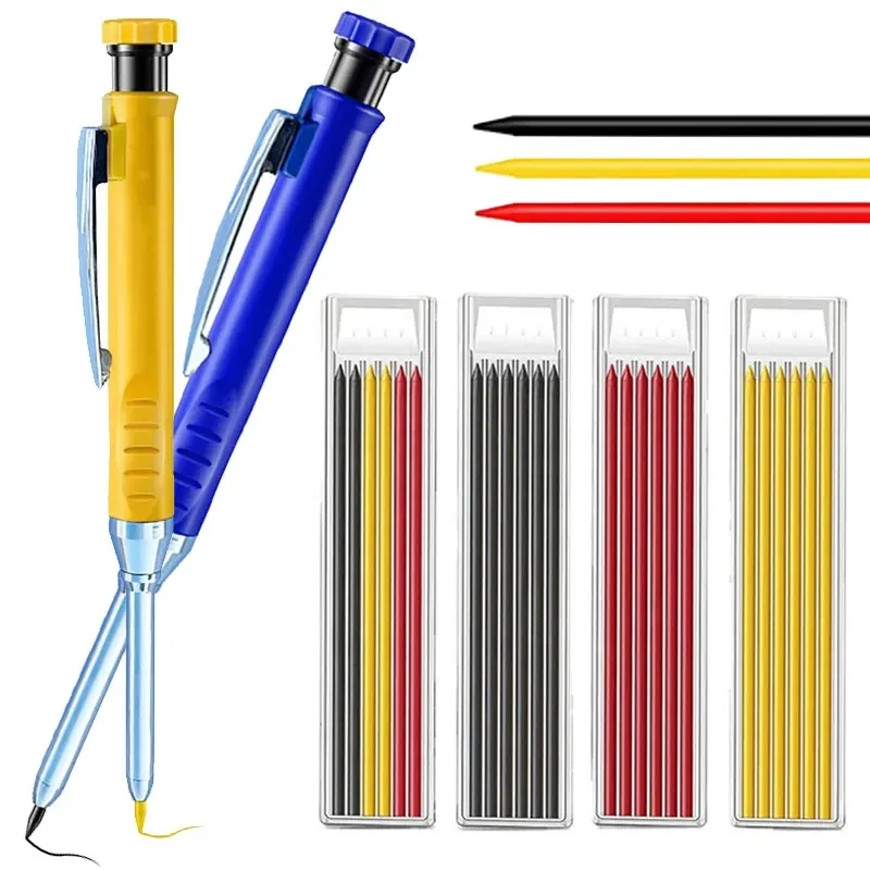 Black Red Yellow Deep Hole Mechanical Pencil Refills Lead 2.8MM Carpenter Woodworking Pencil Special Core Stationery Supplies