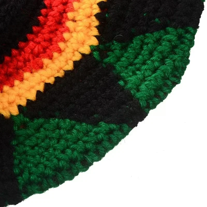 2025 New Unisex Knitted Braid Hat Jamaican Bob Rasta Beanie Hats Hip Hop Cap Dreadlocks Wig Bob Marley Caribbean Fancy Dress Hat view 6