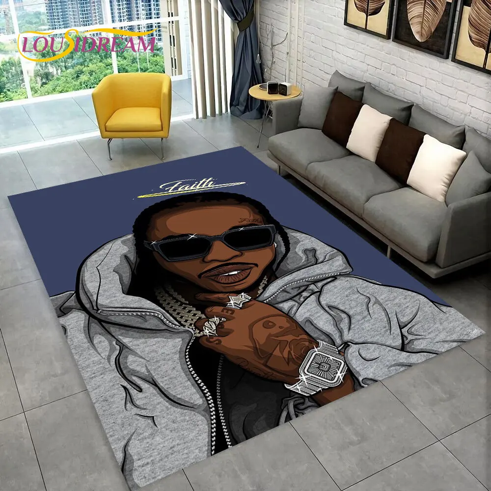 Hip Hop Art Rapper Legend Star Area Rug,Carpet Rug for Home Living Room Children's Bedroom Sofa Doormat Decor,Non-slip Floor Mat