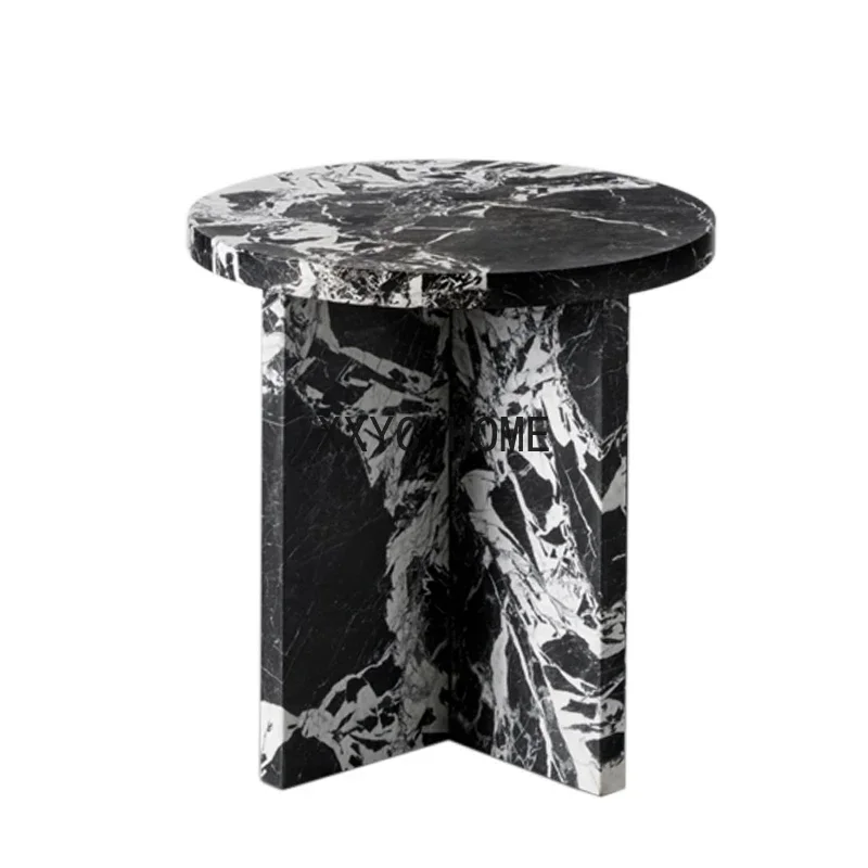 

Natural Black Side Table Italian Light Luxury Coffee Table Corner Table Creative Small round