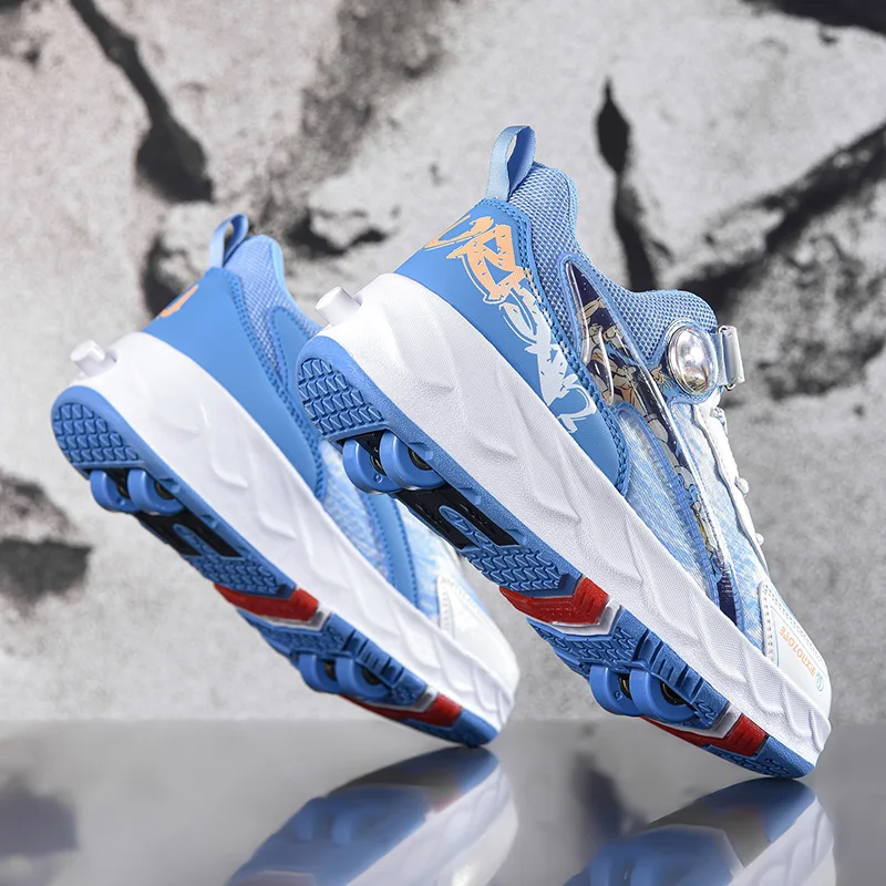 Youth New Roller Shoes Fashion Casual Semi Professional Outdoor Pulleys Boys Girls Parkour Deformation With 4 Wheels Skate Shoes
