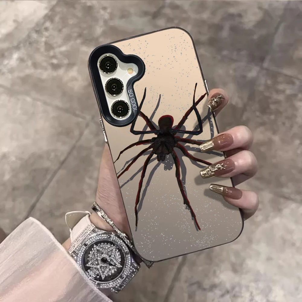 Black Spider Cartoon Cool Phone Case For Samsung Galaxy S26 Ultra S25 S24 S23 S22 PLUS FE A56 A55 A54 A53 IMD Shockproof Cover