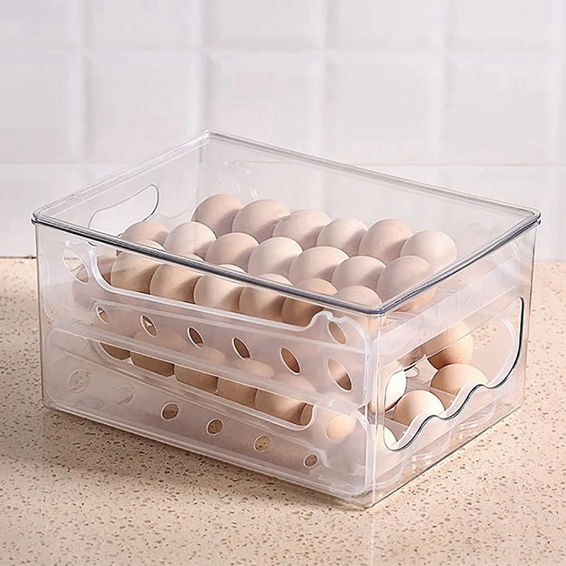 Slide Eggs Storage Box Spare Parts Egg Holder Container Refrigerator Drawer Stackable Food Eggs Box Kitchen Fridge Organizer