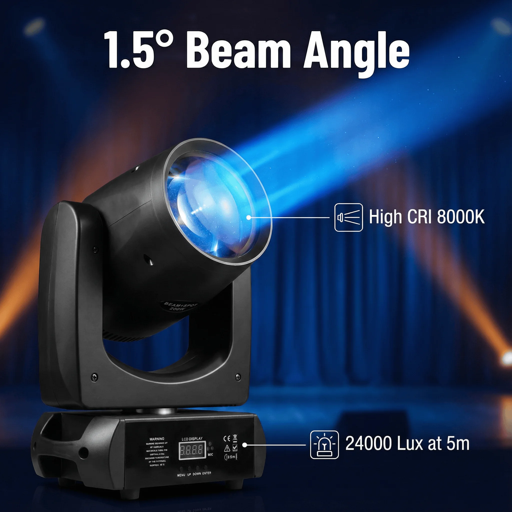 200W LED Moving Head Lights with Ring Beam & Point Effects 18 Rotating Prisms 12 Gobos 8 Color DJ DMX Penetration Stage Lighting