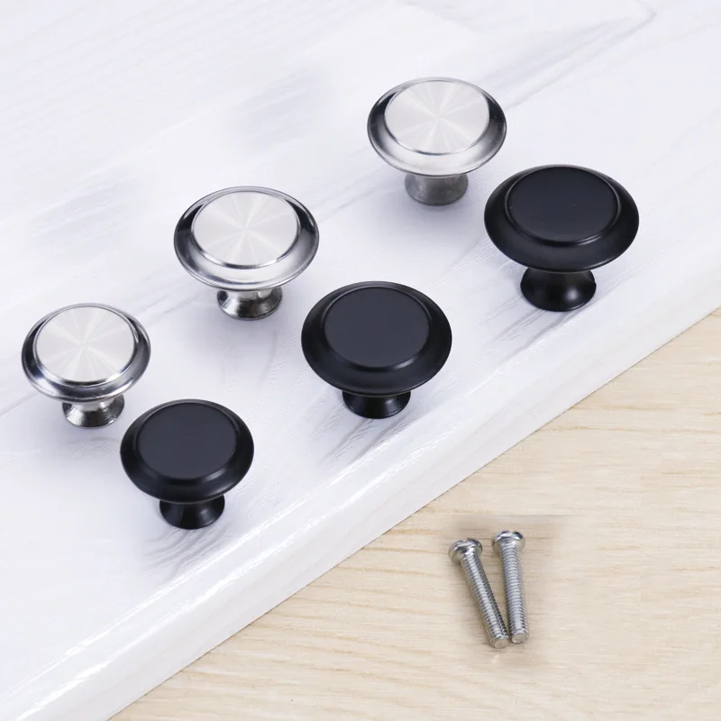 12 Pcs Mini Knob Cabinet Handles Stainless Steel Drawer Hand Pulls Replacement Furniture Door Hardware Black Silver DIY Knobs