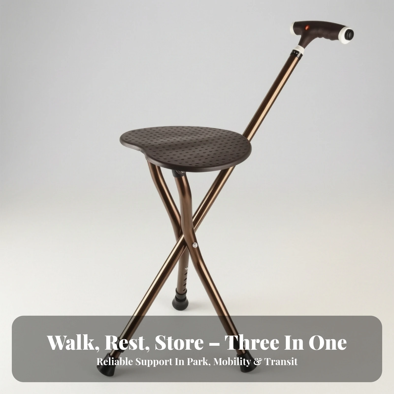 Walking Cane with Seat Foldable Walking Stick with Seat Cane Stool Lightweight Sturdy for Seniors, Travel, Waiting in Line