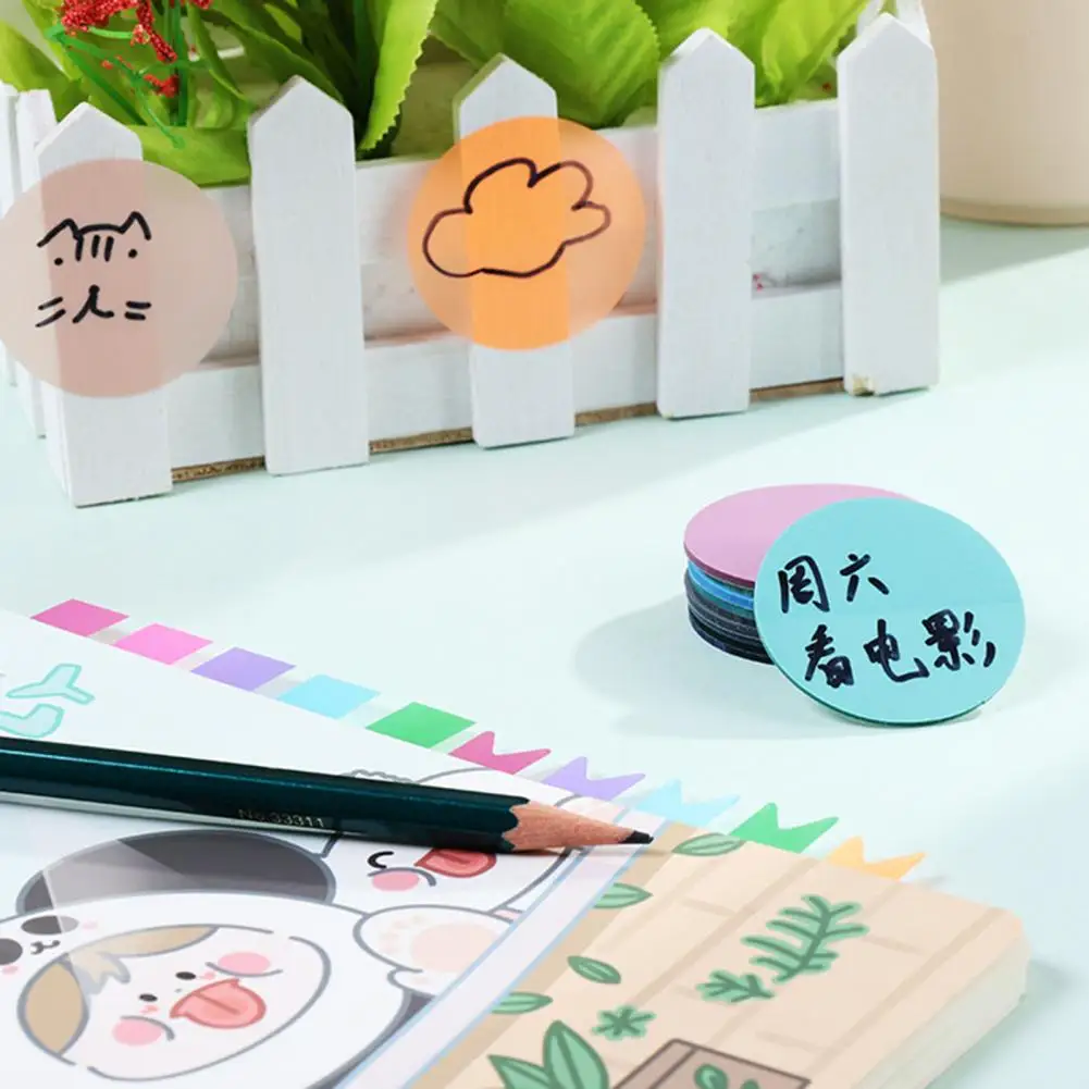 ملاحظات لاصقة شفافة مضادة للماء ، منصات ، الكتابة على نحو سلس ، تصميم دائري ، شفاف ، مكتب ، اللوازم المدرسية