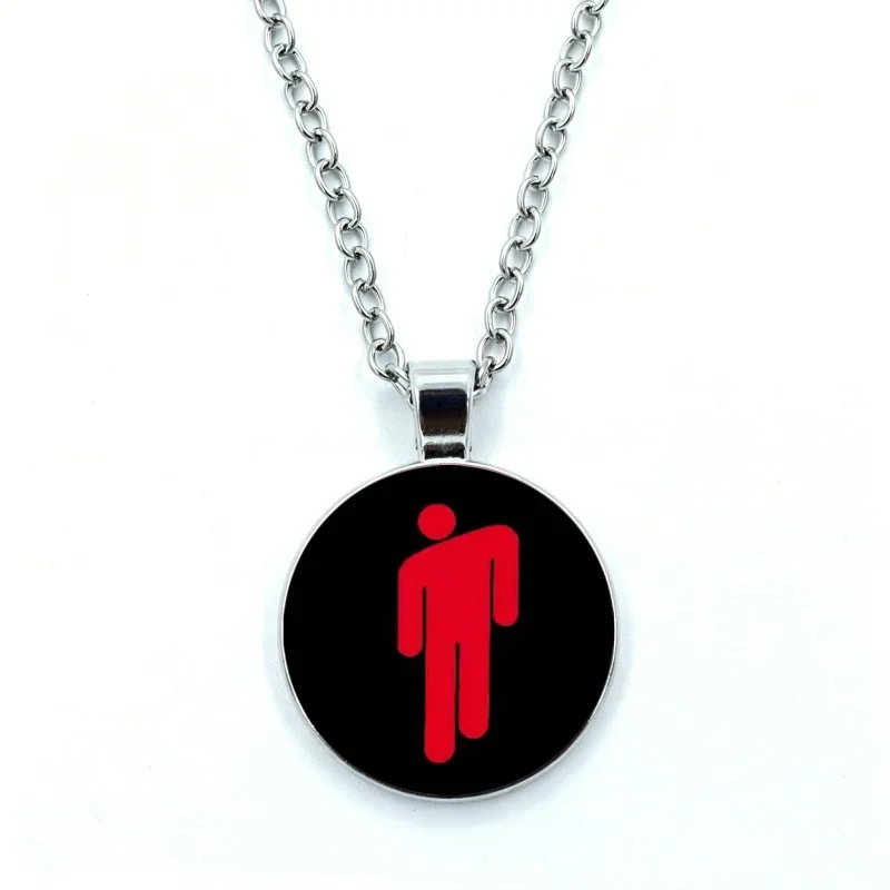 Singer Billie Eilish Cartoon Cute Necklace for Women Jewelry Cabochon Glass Pendant Fashion Statement Crystal Necklace