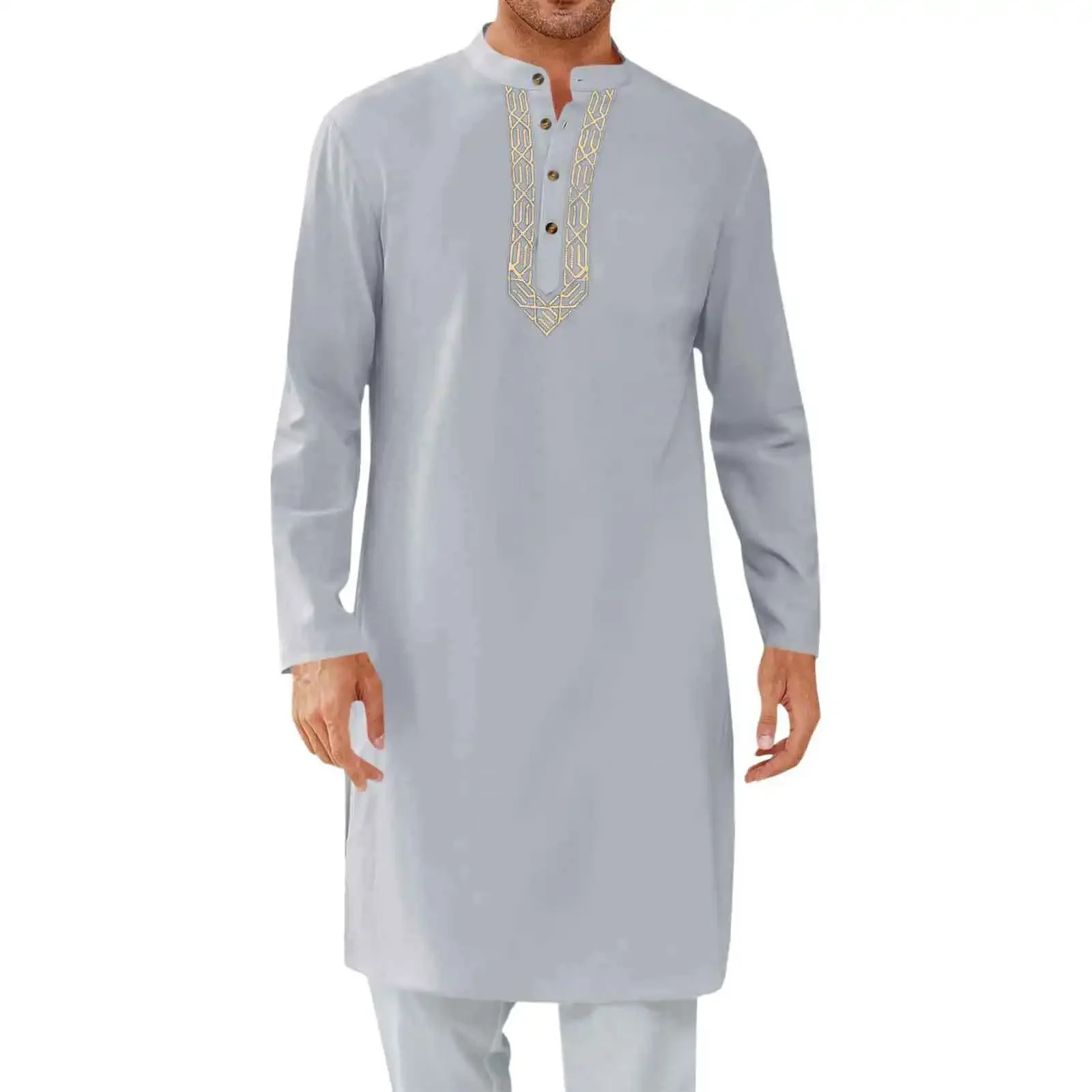 بيع 2026 رداء إسلامي مطرز للرجال على الطراز العربي ملابس طويلة بسيطة للرجال