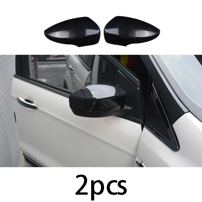 2Pcs Rear View Mirror Exterior Cover Side Mirror Covers For Ford Escape Kuga 2013-2019 Carbon Fiber ABS