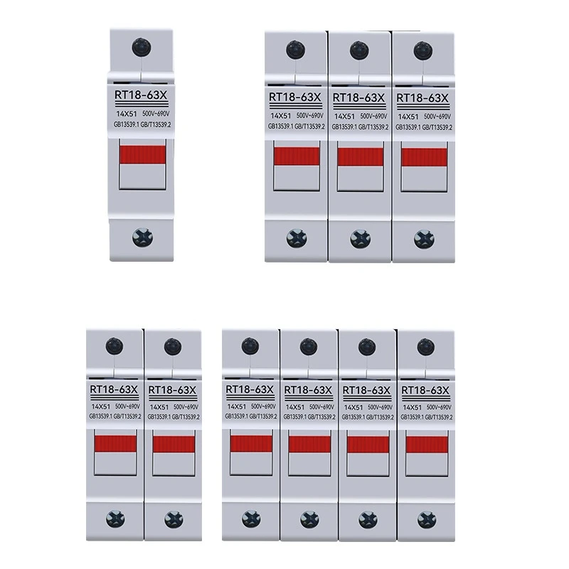 RT18-32X/63X DIN Rail Fuse Holder New Type PVC Thick Copper 1P/2P/3P/4P With LED Indicator