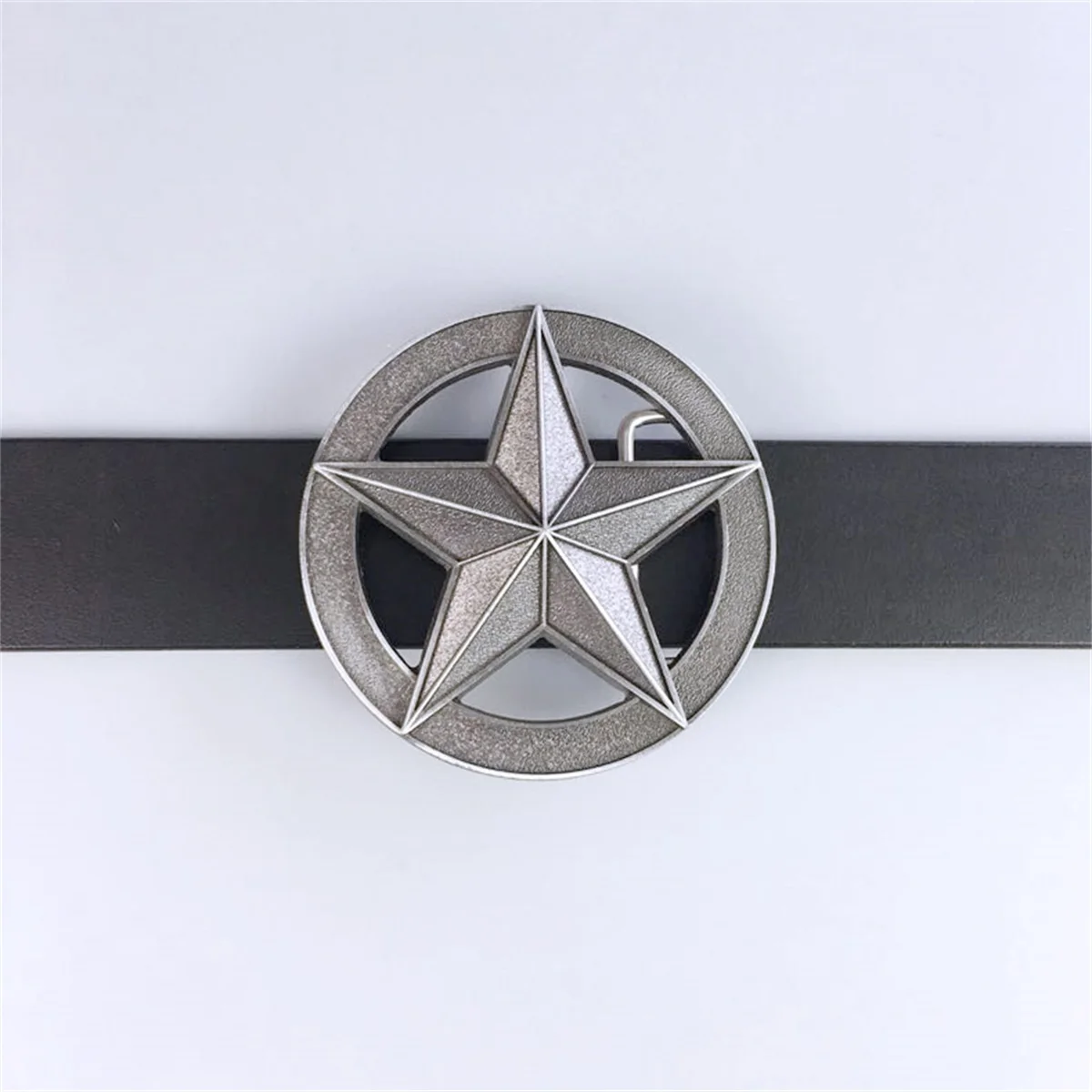 Antique Silver Circle Star Belt Buckle Gurtelschnalle Boucle de ceinture also Stock in US BUCKLE-T010AS Free Shipping