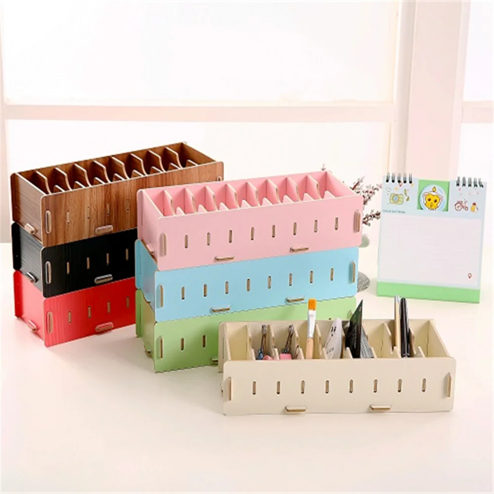 DIY Creative Bamboo Wooden Bussiness Card holder Stationery Memo Note Holder Storage box